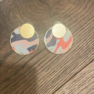 Gold and Multicolor Round Earrings